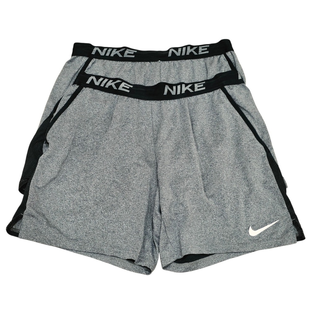Nike Mens XL Dri-FIT Training Shorts Gray Black CZ1269-010 Lot of 2